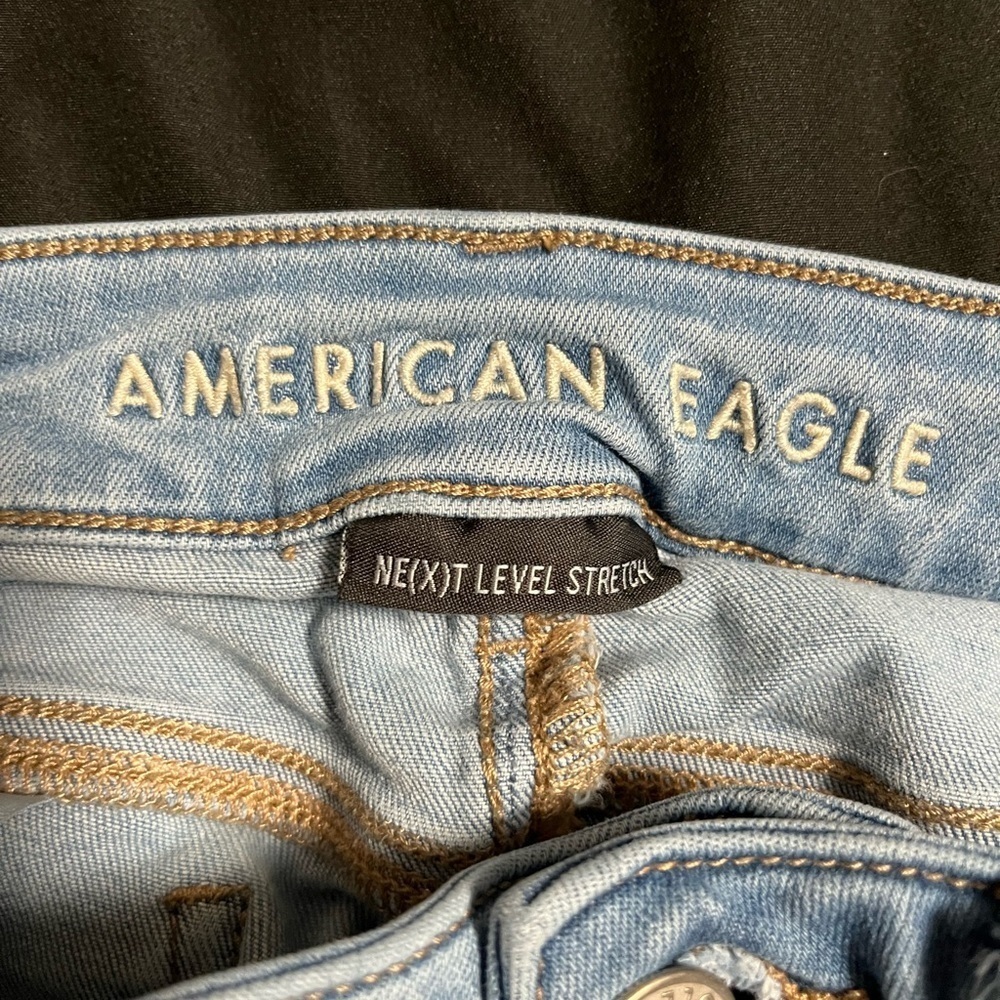 American Eagle Outfitters Ripped Blue Boyfriend Jeans Size 0 - Picture 6 of 8